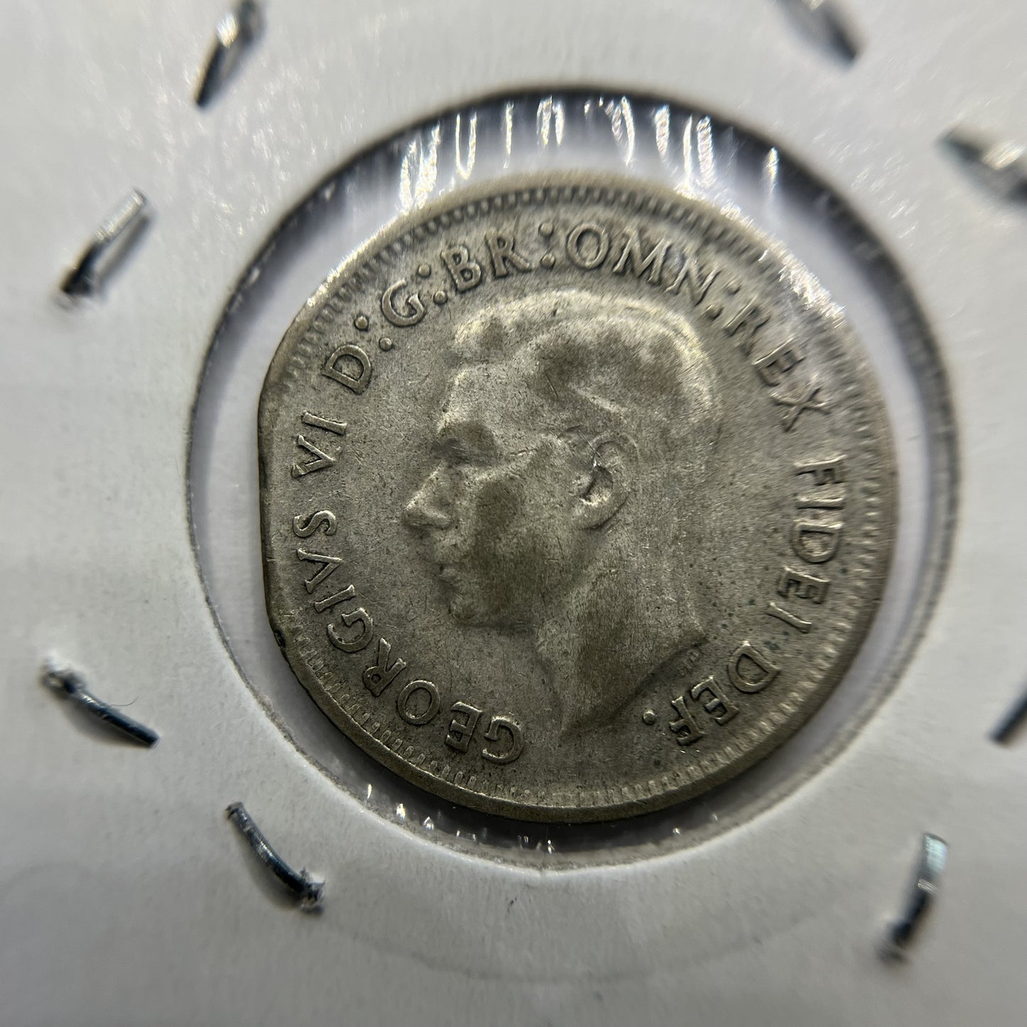 1952 Shilling Error Coin - Straight Clipped Planchet - Silver George VI