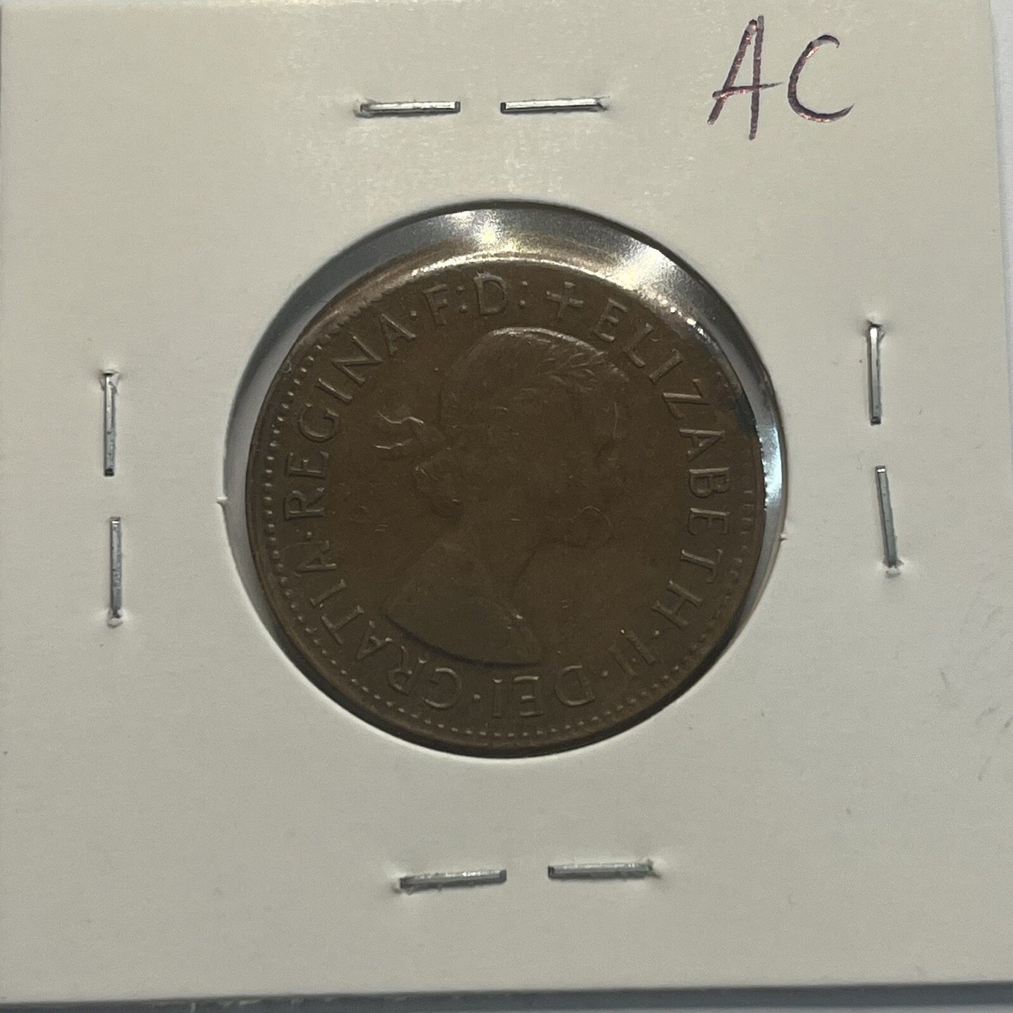 1959 Half Penny Coin - Off Centre Misstrike Error Lip - Scarce Predecimal Collar