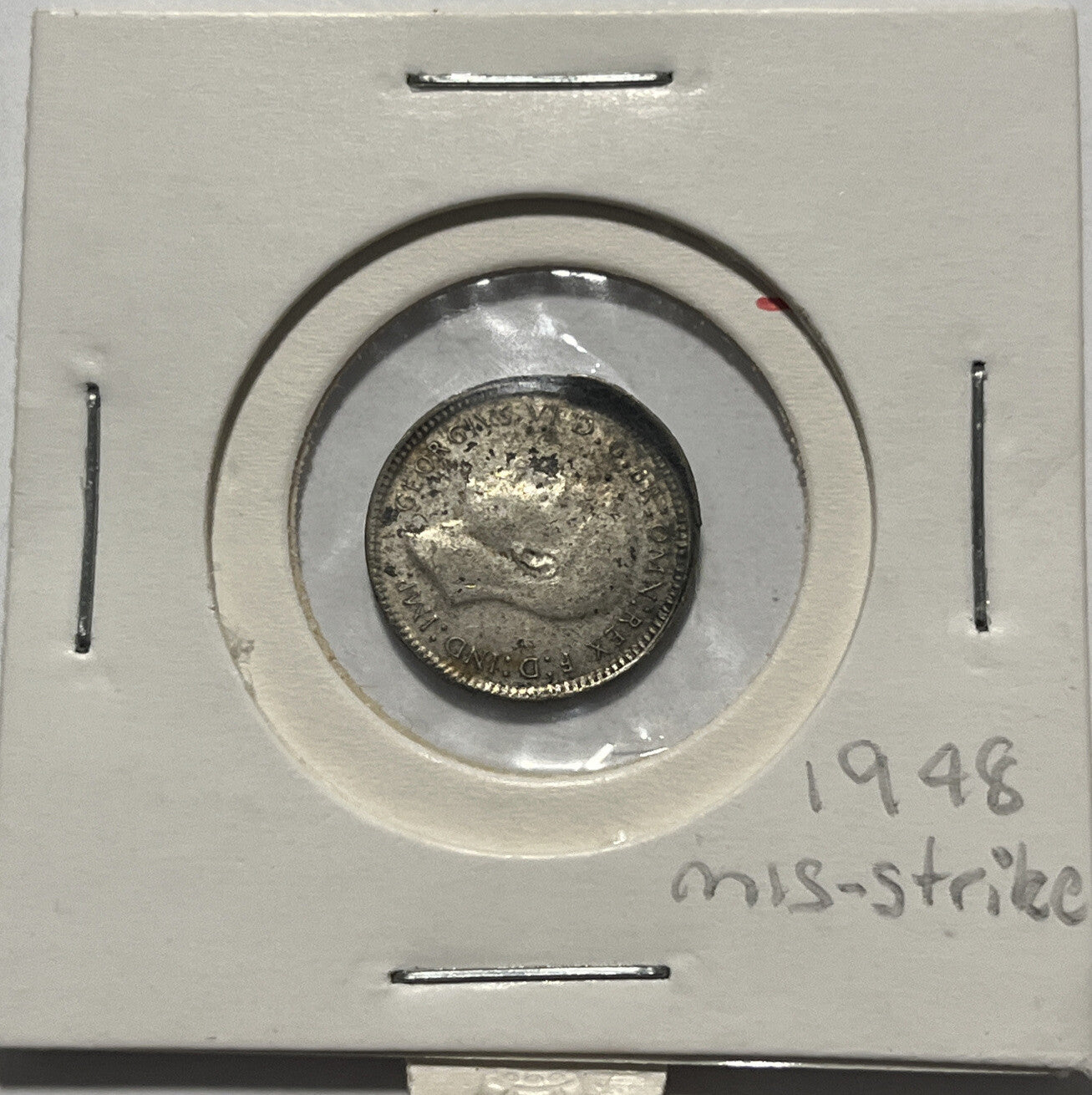 1948 Threepence Error Coin - Mis-strike Large Lip RARE - Silver Predecimal