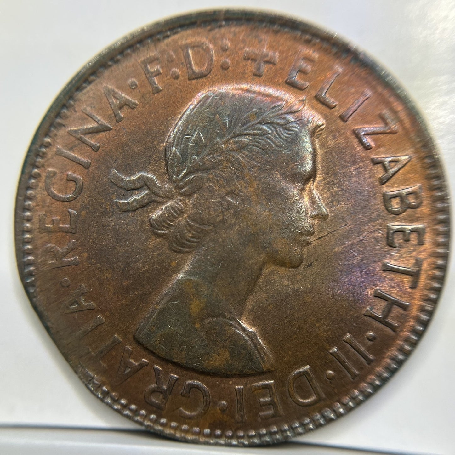 1961 Penny Coin - Clipped Planchet Rim Bite Error EF - Scarce Clip
