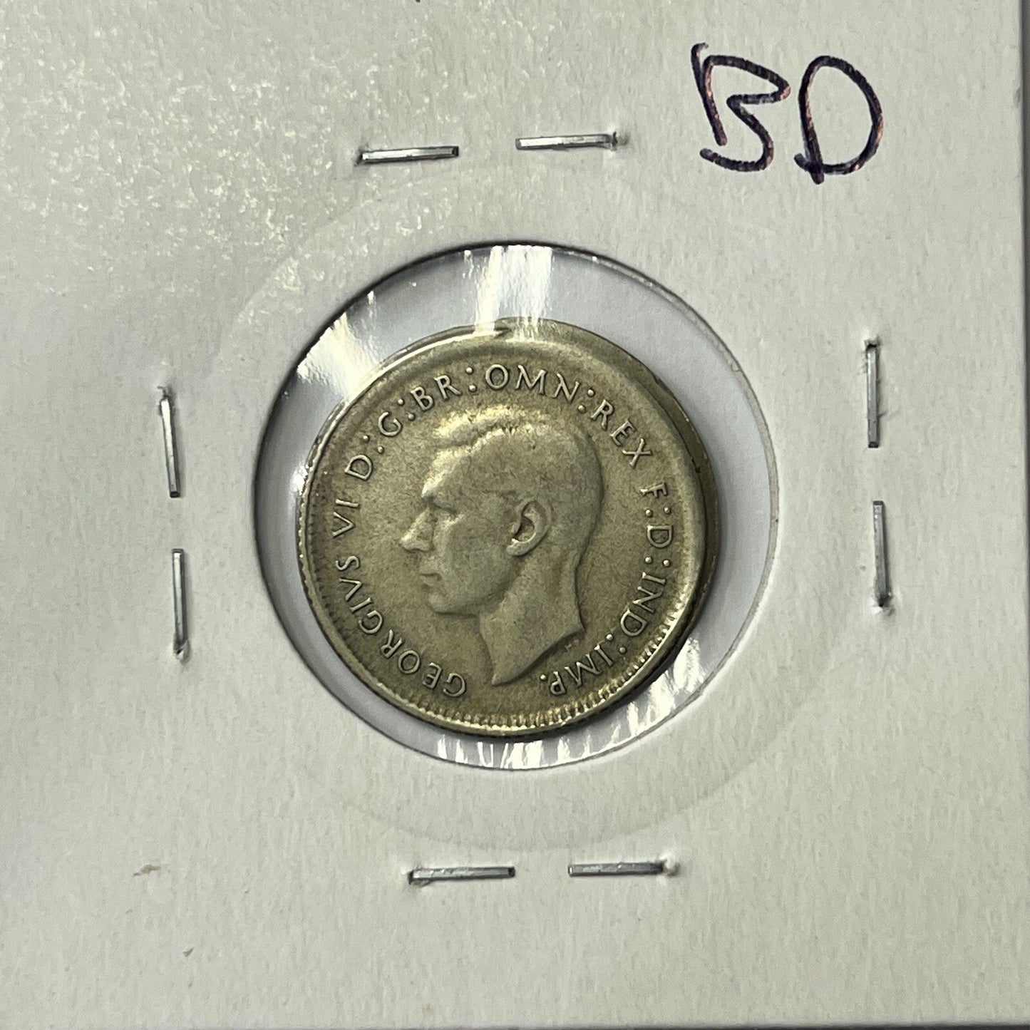 1946 Sixpence Coin - Unusual BroadStrike Misstrike Error - Silver Scarce Collar