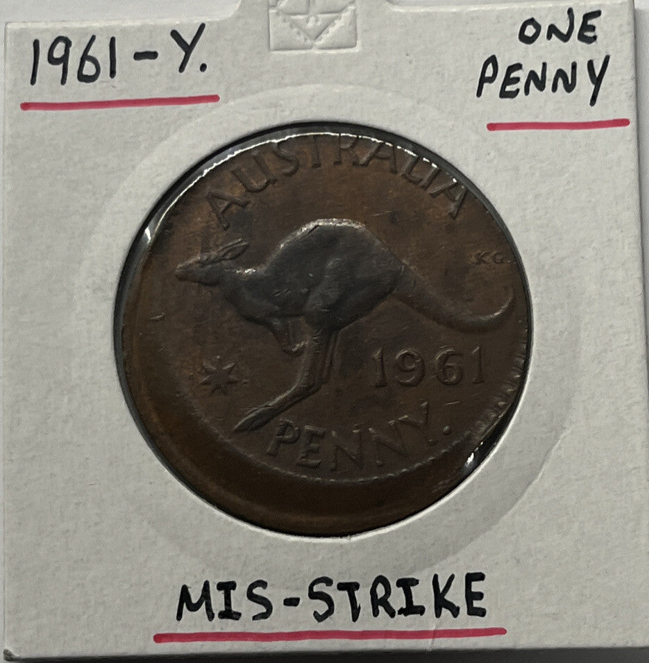 1961 Y. Penny Error Coin - Broadstrike in Choice Uncirculated Grade - Mis-strike