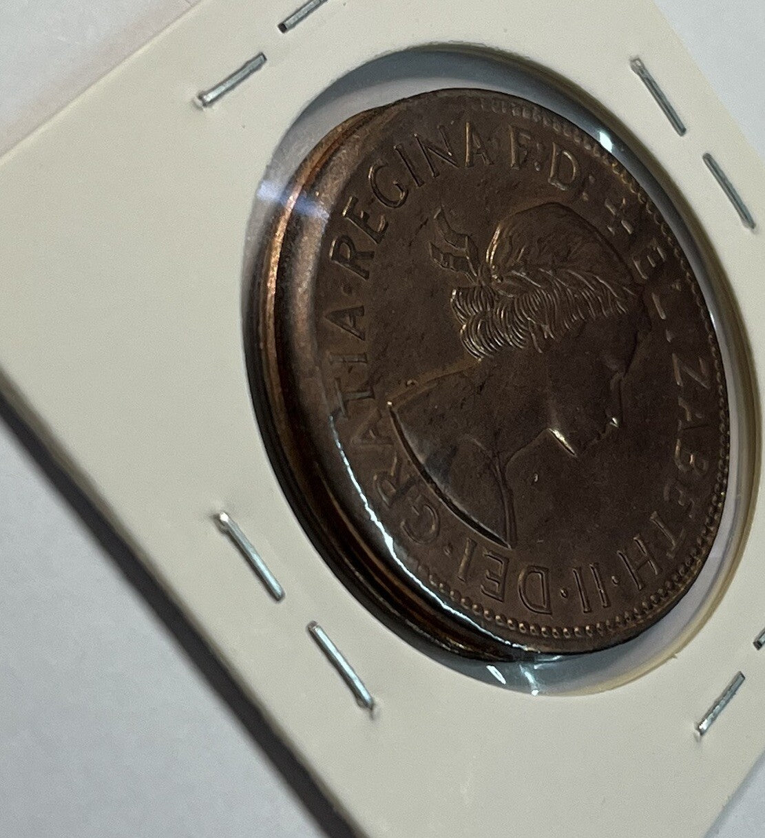 1964 Penny Coin - Struck Out of Collar Misstrike Error Large Lip - Predecimal