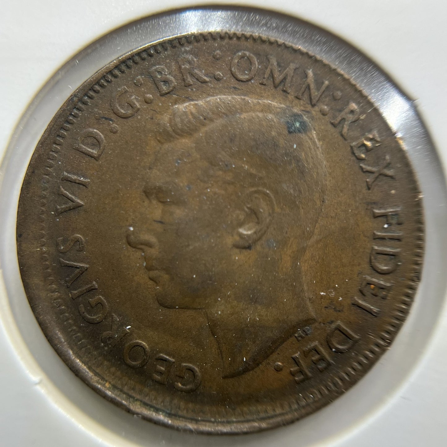 1949 Half Penny Error Coin - Broadstrike VF - George VI Australia