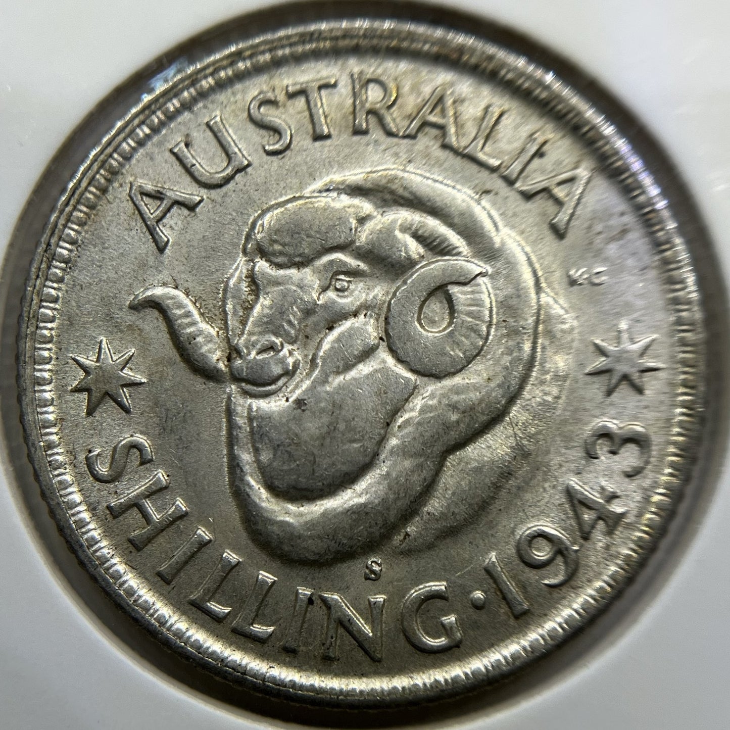 1943 s Shilling Coin - about Uncirculated - George V Silver Predecimal