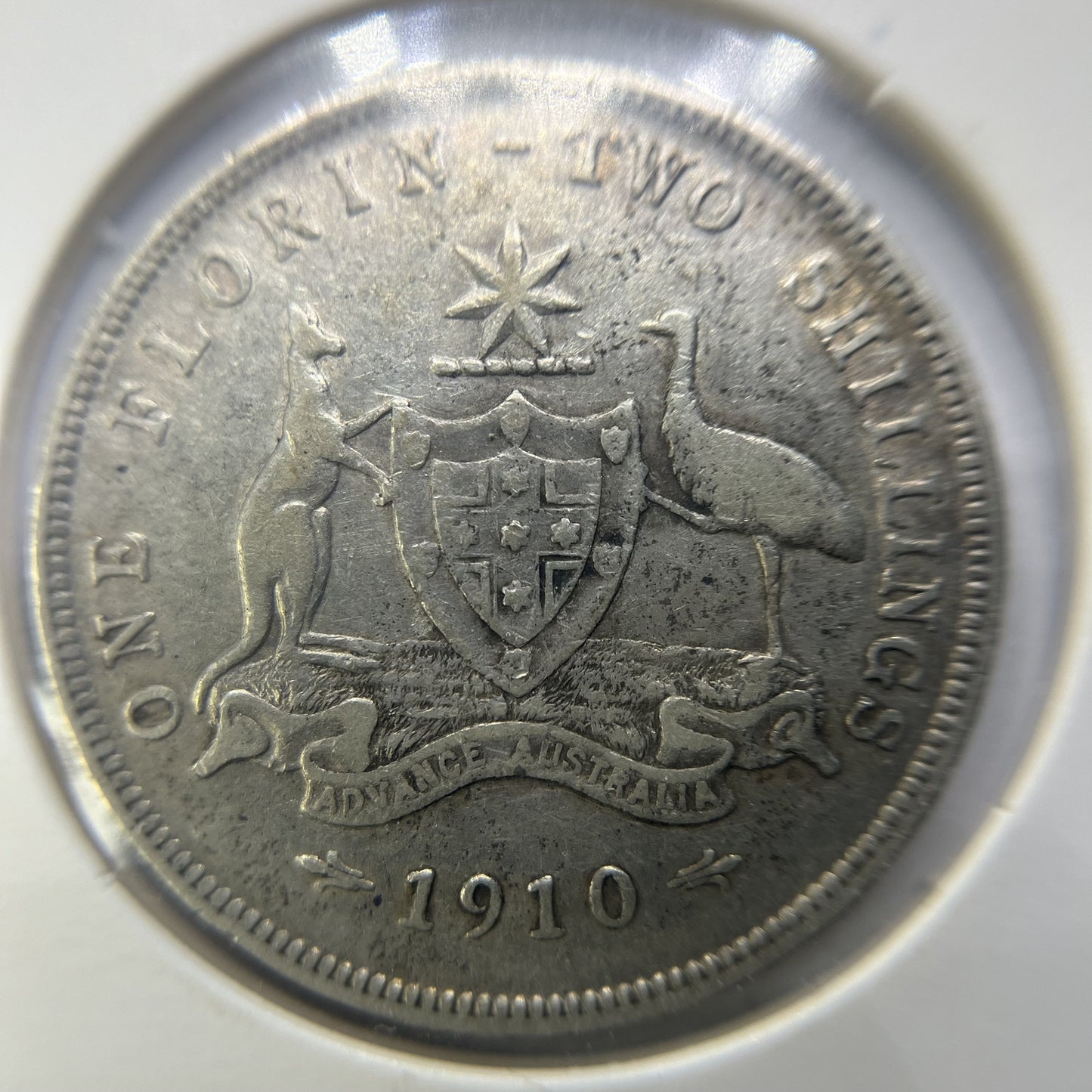1910 Florin Coin - Very Fine - Edward VII Silver Predecimal First Year of Issue