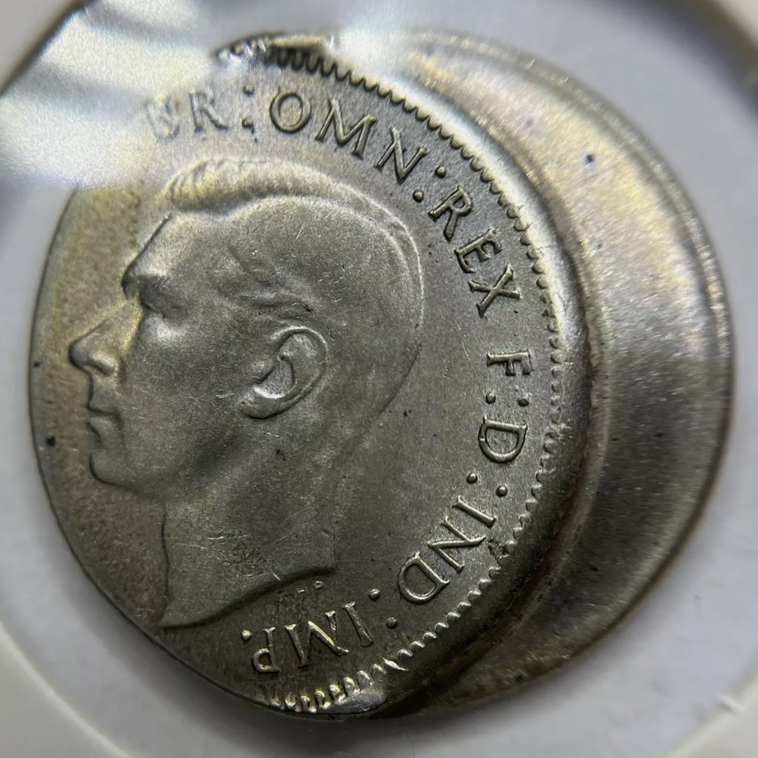 Shilling Error Coin - Major Off Centre 30% Out of Collar Uncirculated