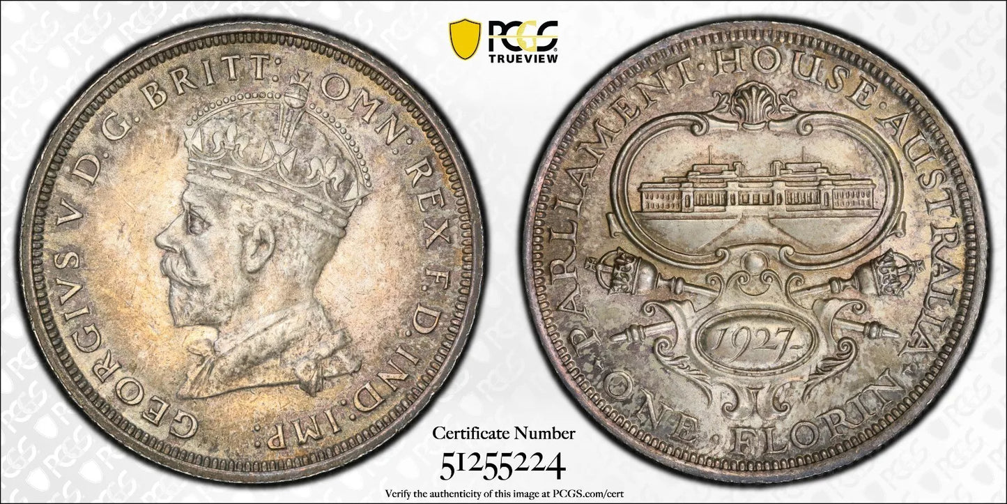1927 m Parliament Florin Coin - PCGS MS64