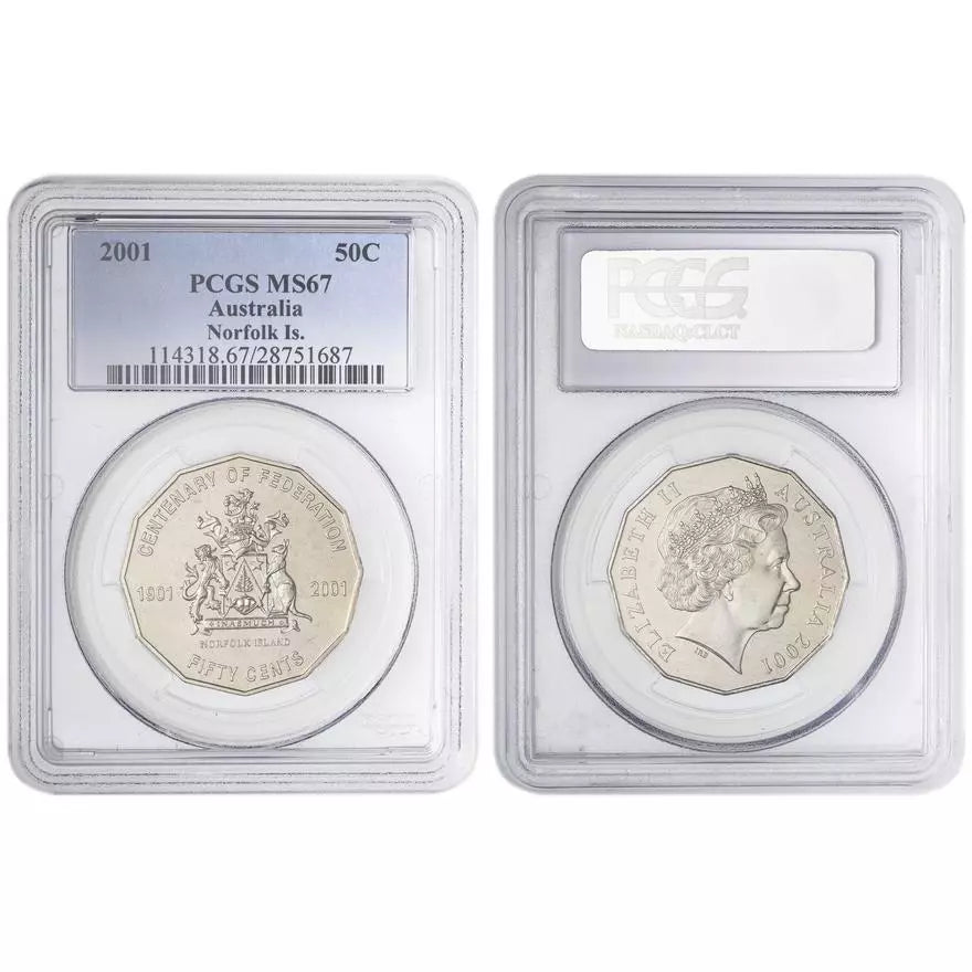 2001 Fifty Cent Coin - Norfolk Island - PCGS MS67
