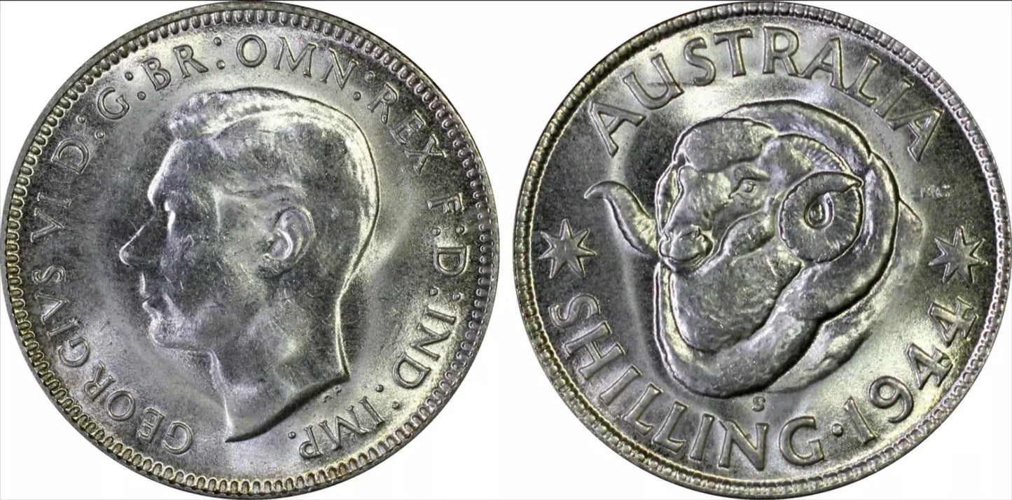 1944-S Shilling Coin - PCGS MS64