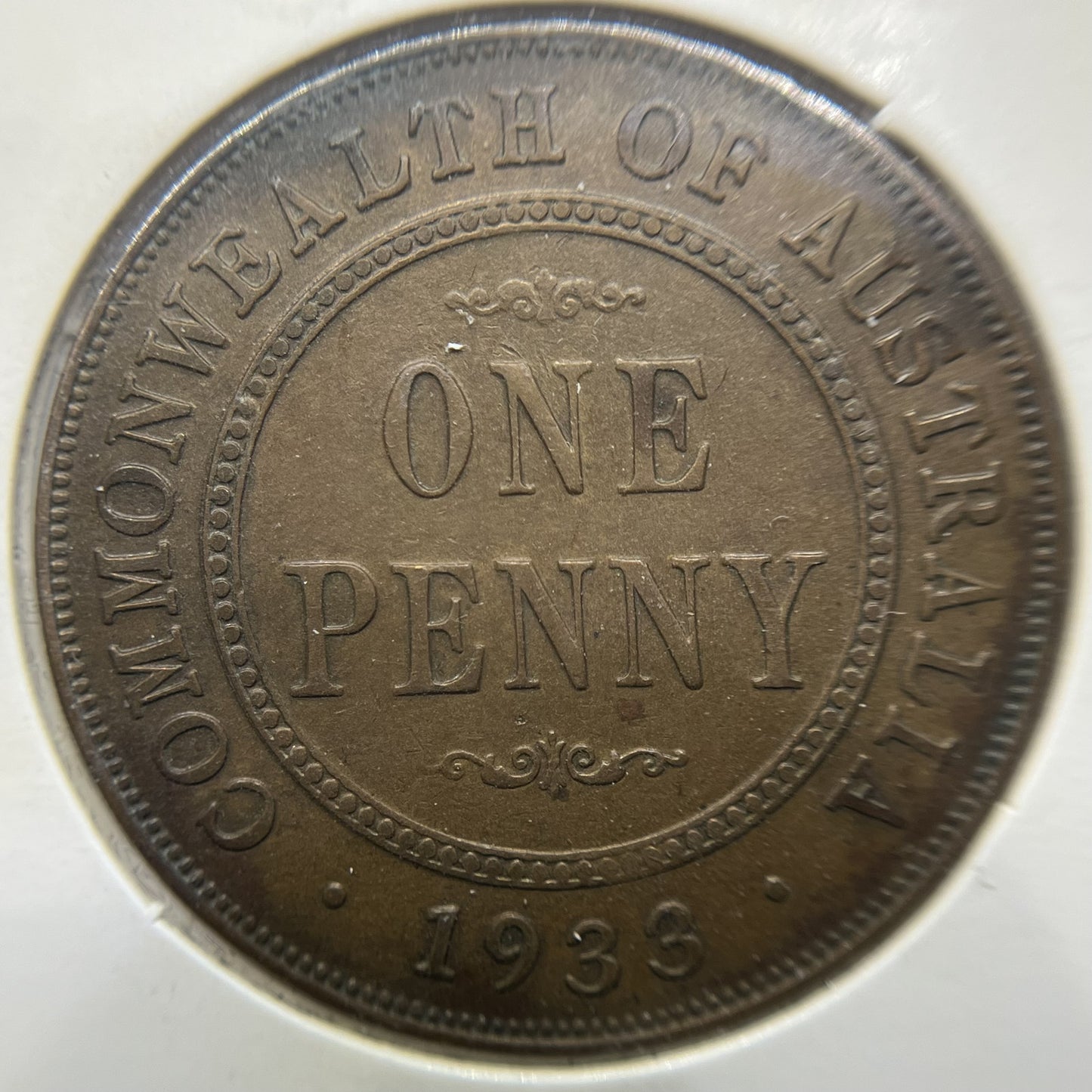 1933 Overdate Penny Error Coin - good Very Fine - George V Predecimal