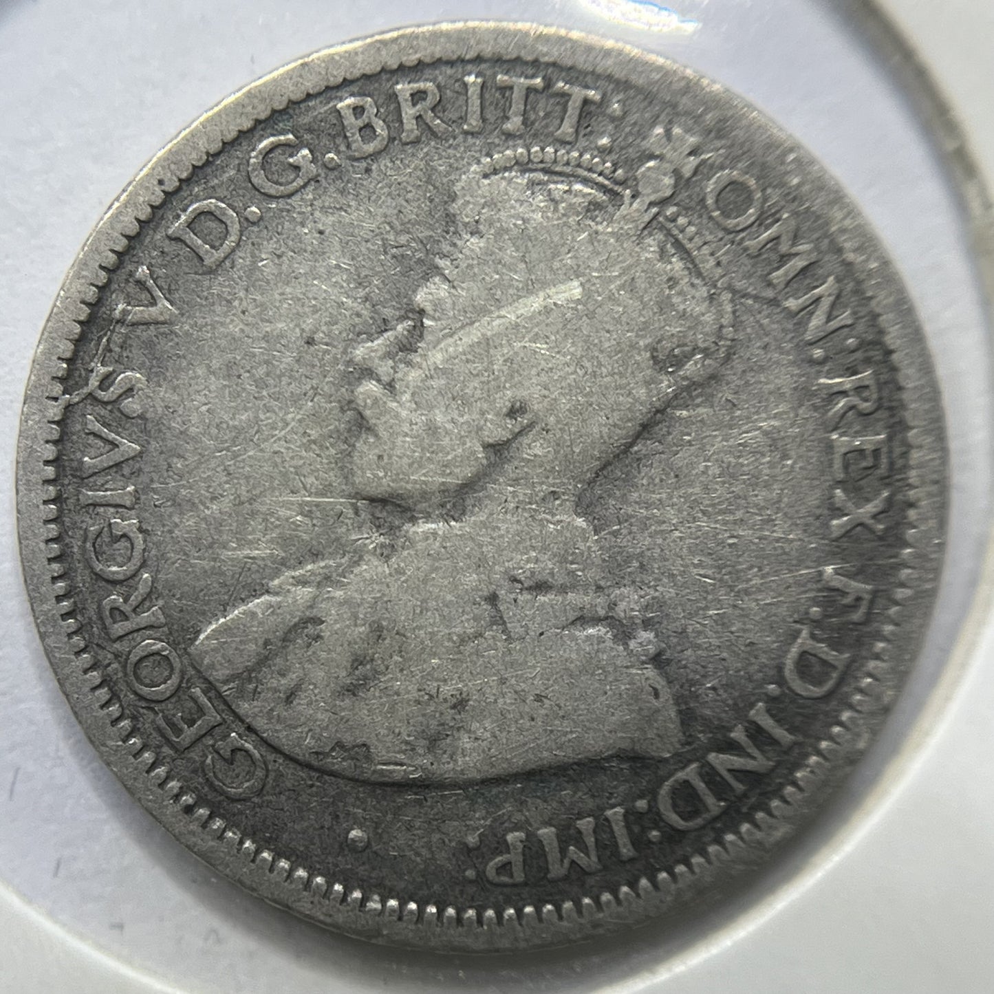 1925 Sixpence Error Coin - Die Crack - Silver George V Predecimal