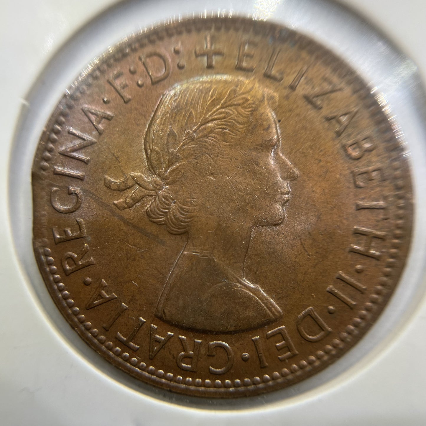 1964 Penny Error Coin - Clipped Planchet - Elizabeth II Predecimal