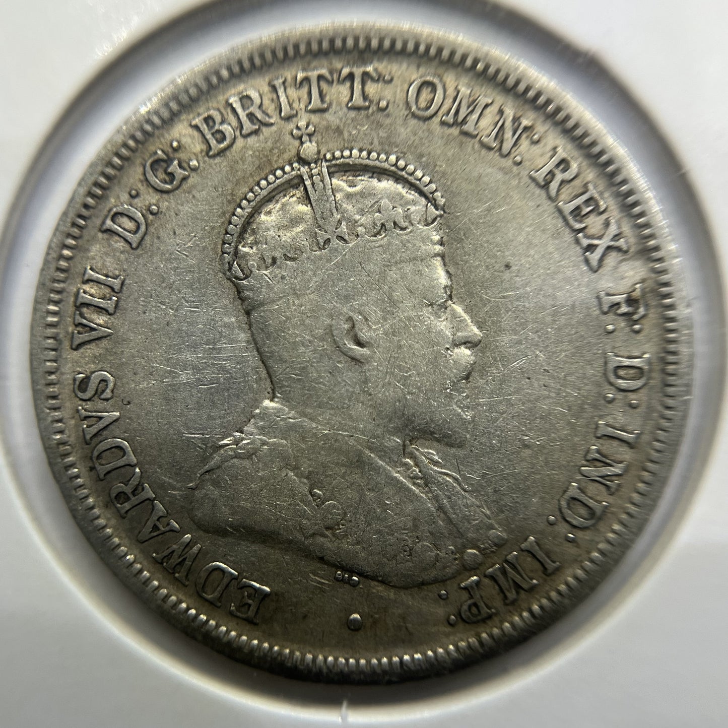 1910 Florin Coin - almost Fine - Edward VII Silver Predecimal First Year Issue