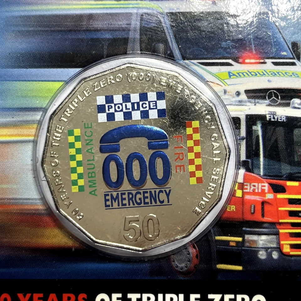 2011 Fifty 50 Cent Coin - 50 Years of Triple Zero - In RAM Card