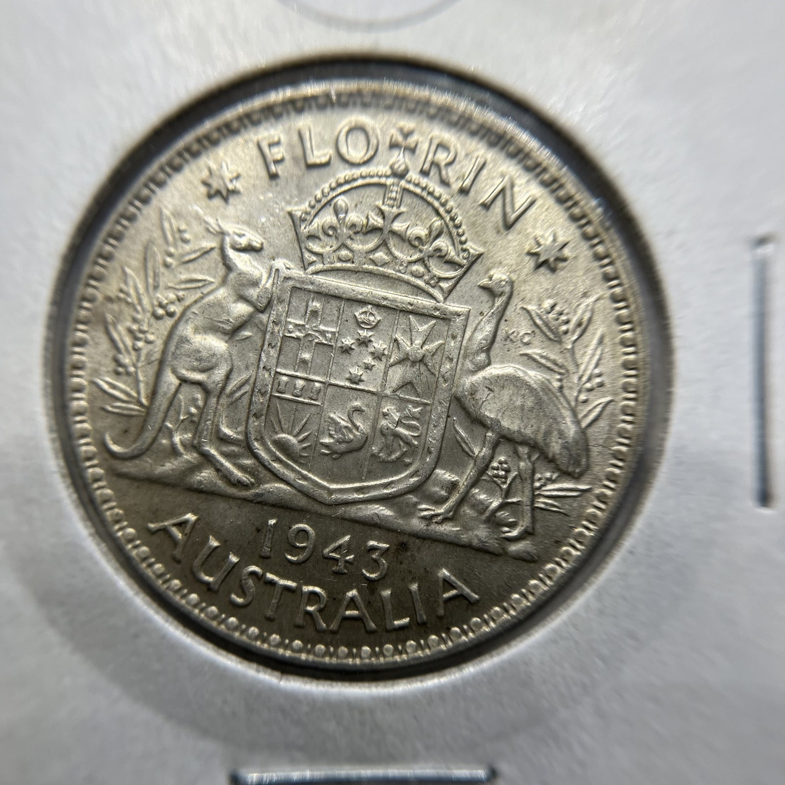 1943 Florin Coin - Extremely Fine or better - George VI Silver Predecimal