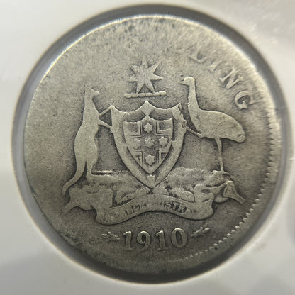 1910 Shilling Coin - Very Good - Edward VII Silver Predecimal First Year Issue
