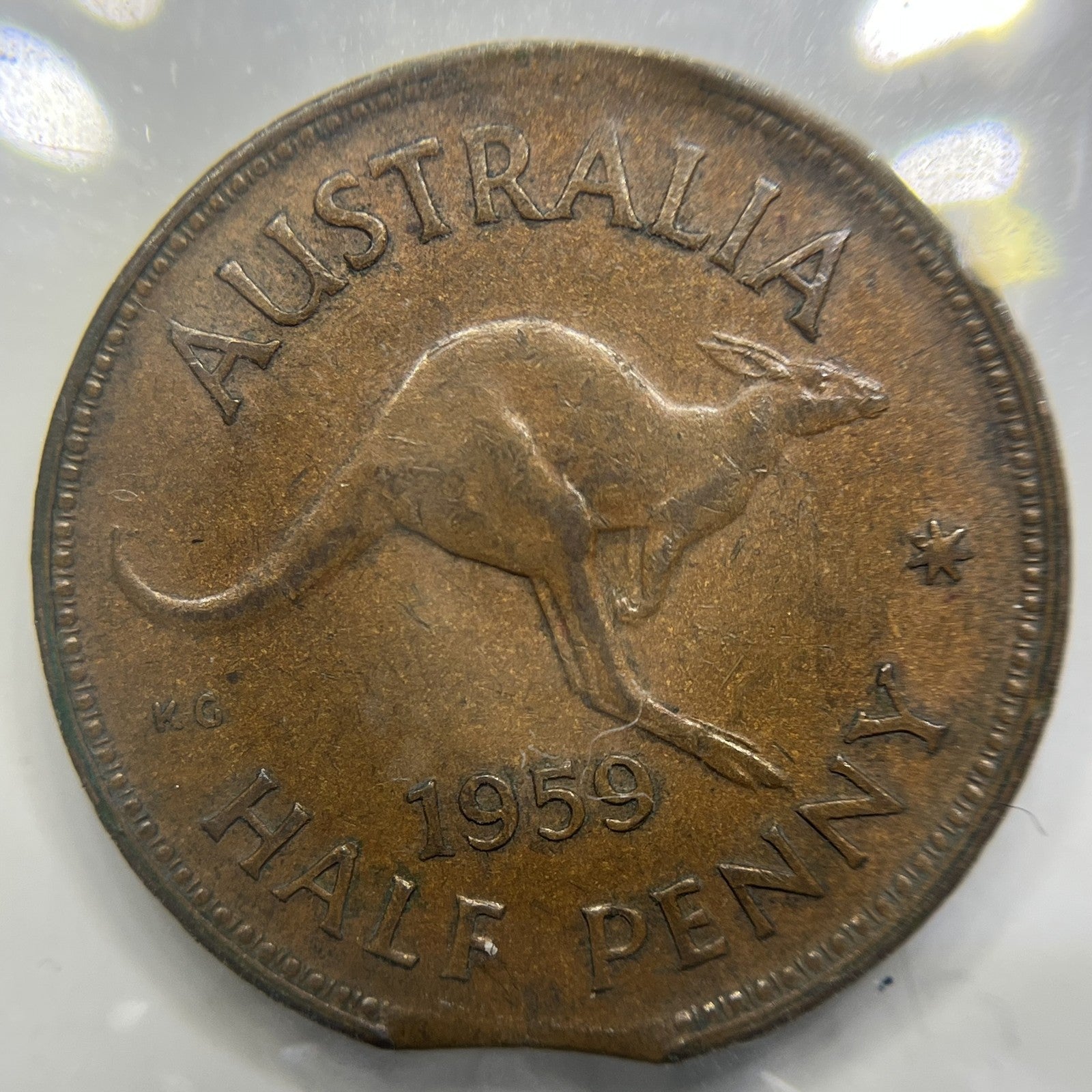 1959 Half Penny Coin - Clipped Planchet Rim Bite Error - Scarce Predecimal Clip