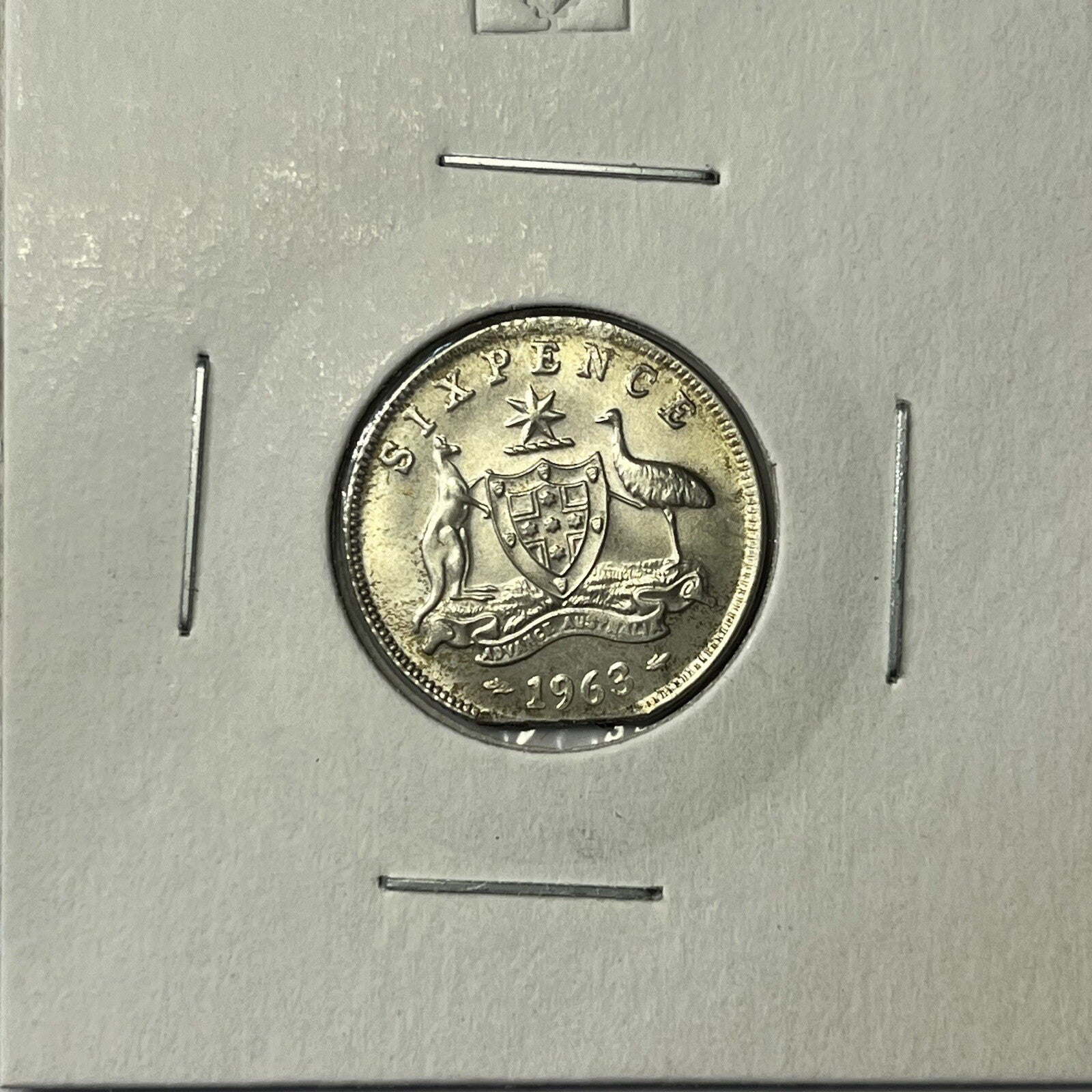 1963 Sixpence Coin UNC - Clipped Planchet Rim Bite Error - Silver Straight Clip