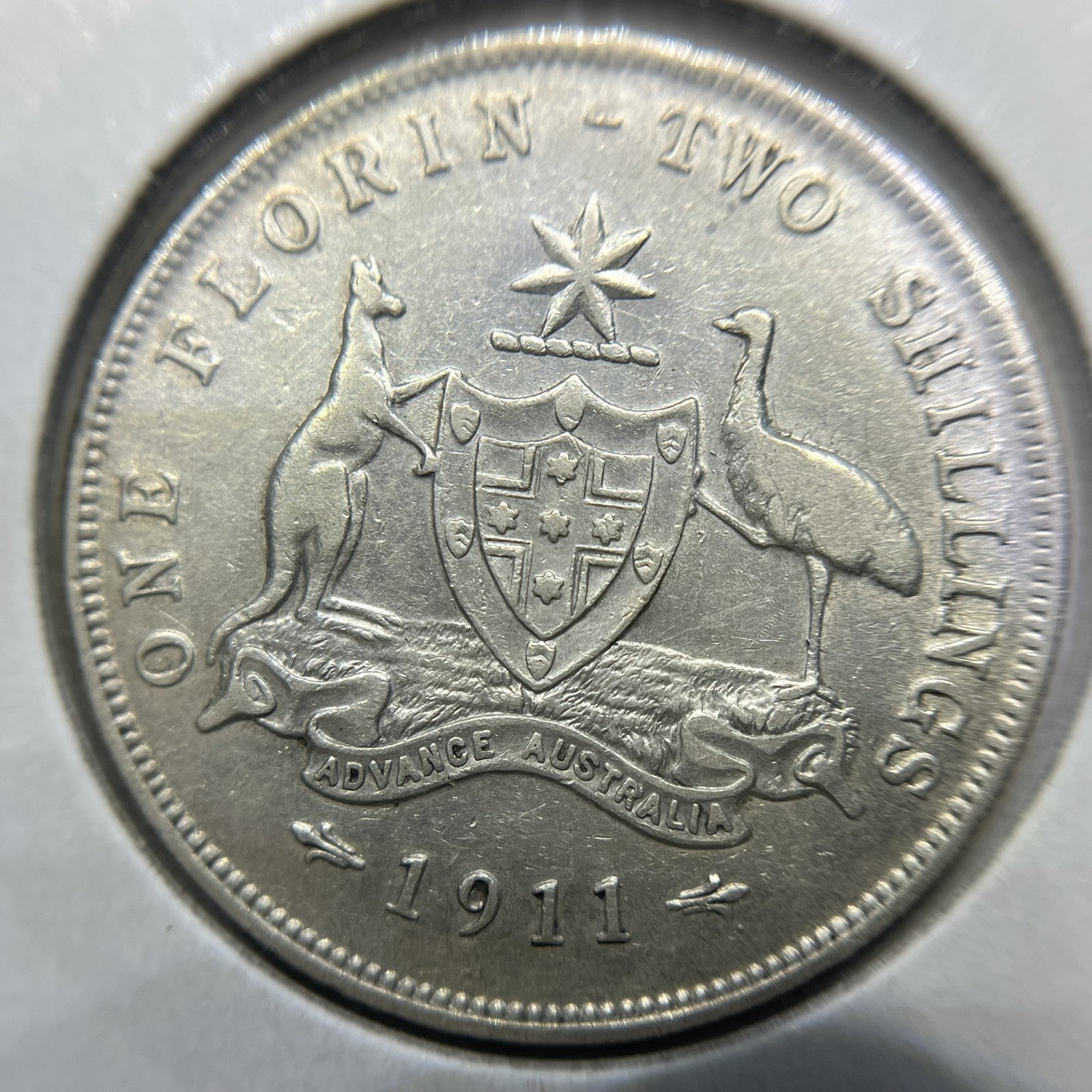 1911 Florin Coin - Very Fine - Scarce King George V Predecimal Silver