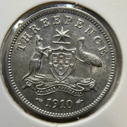 1910 Threepence Coin - Extremely Fine - Silver Edward VI
