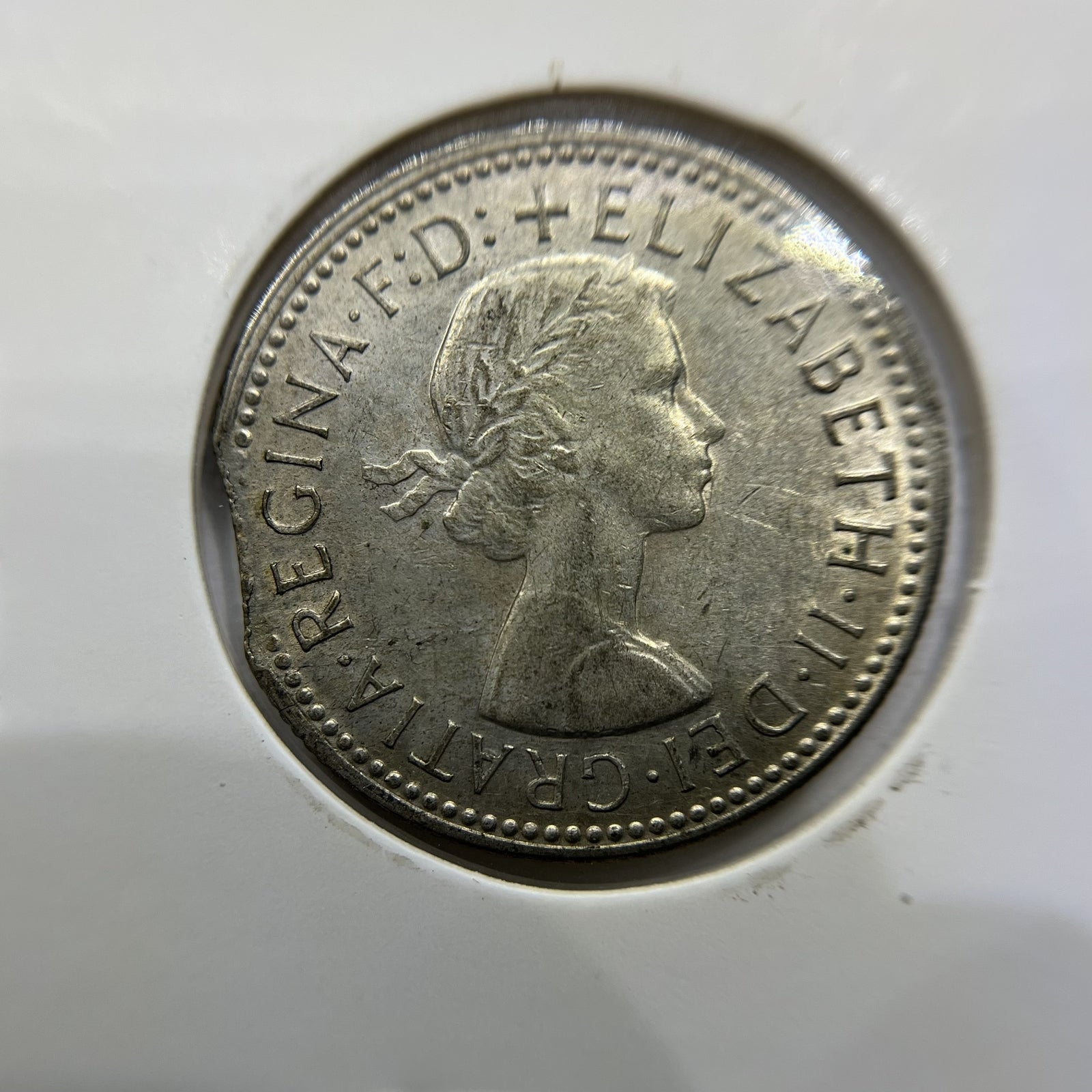 1961 Shilling Error Coin - Clipped Planchet Rim Bite - Silver Elizabeth II