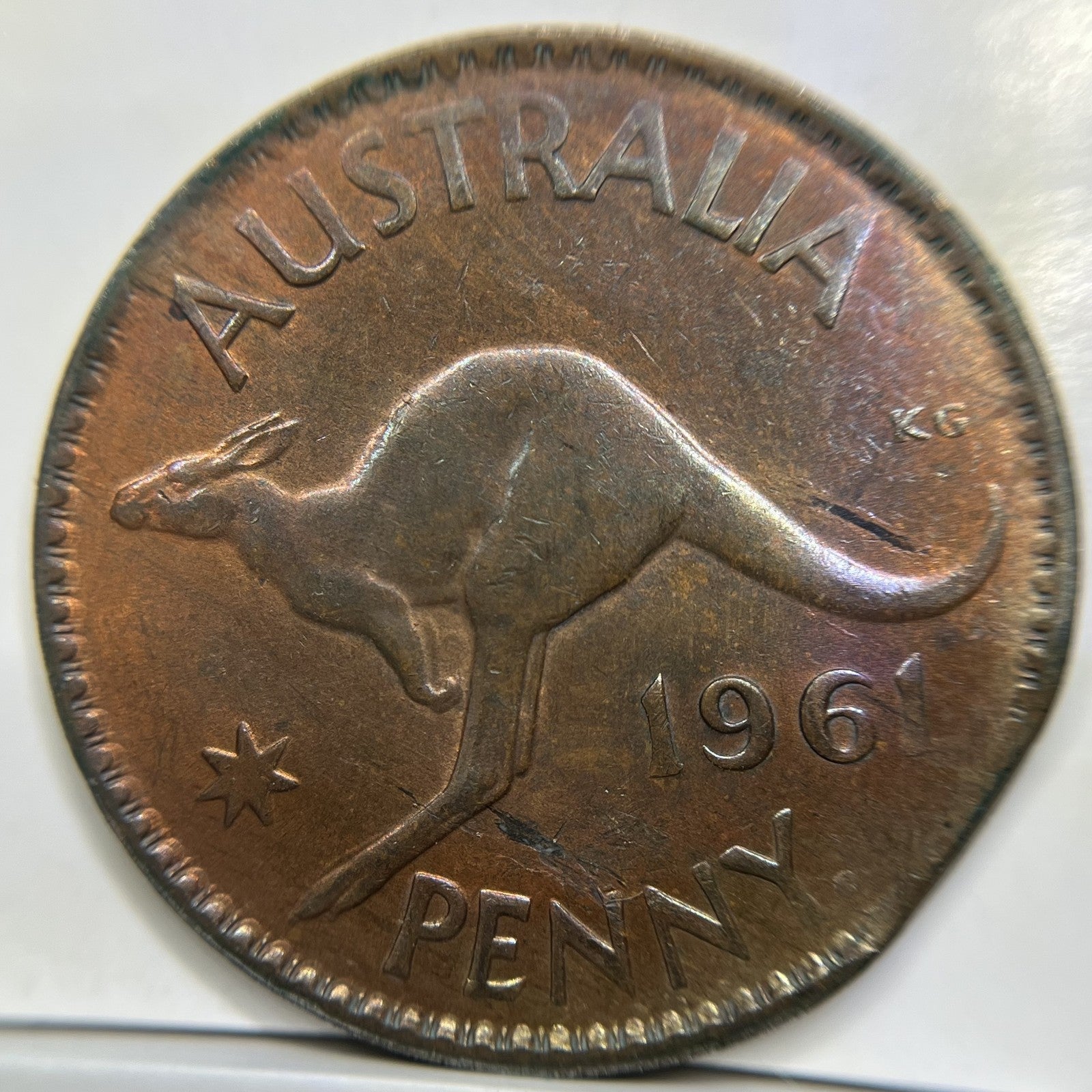1961 Penny Coin - Clipped Planchet Rim Bite Error EF - Scarce Clip