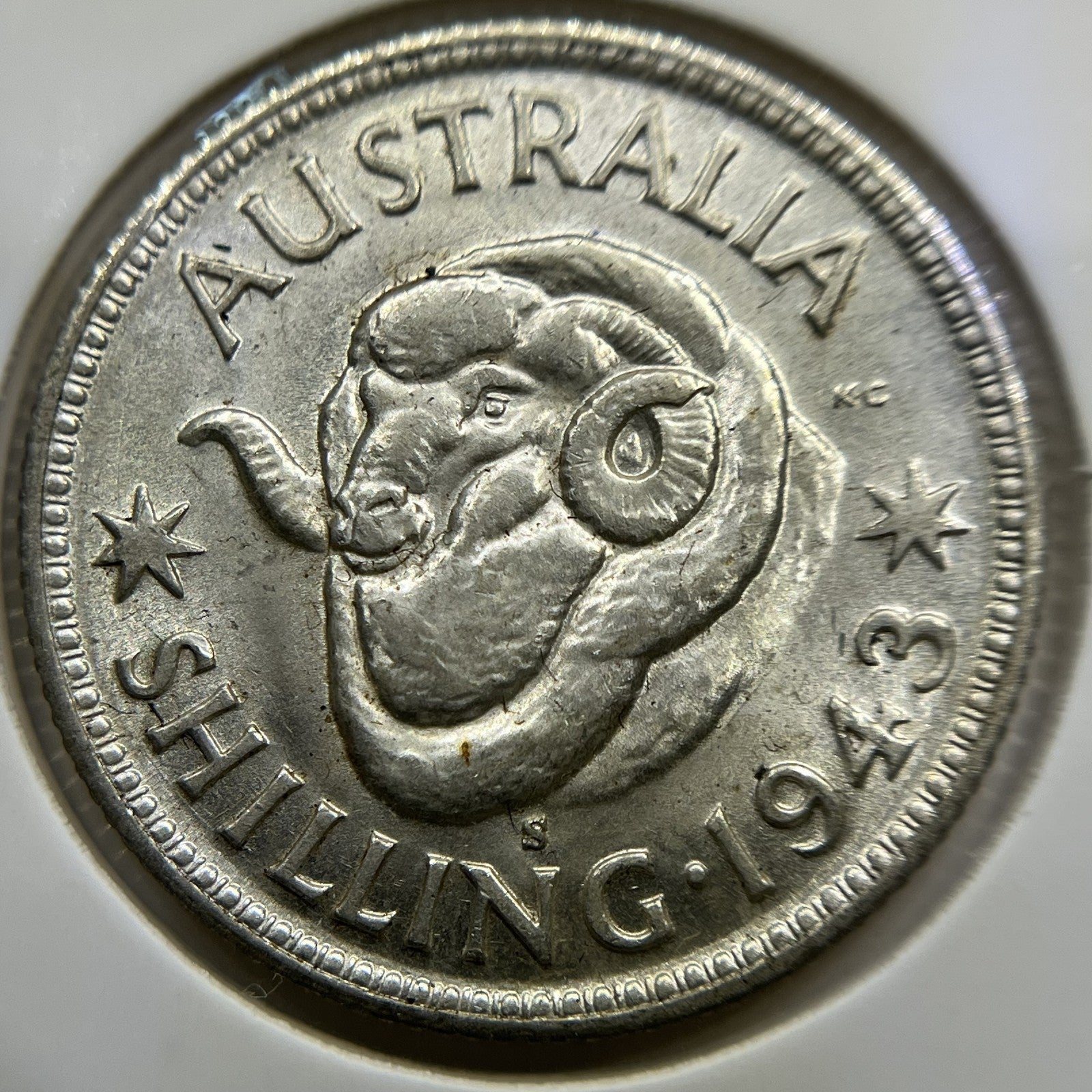 1943 s Shilling Coin - Uncirculated Lustre - George V Silver Predecimal