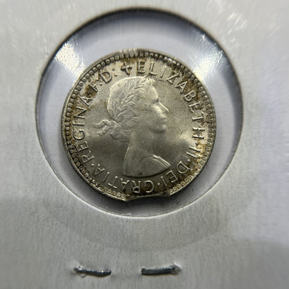 1963 Sixpence Error Coin - Clipped Planchet Rim Bite - Silver Elizabeth II