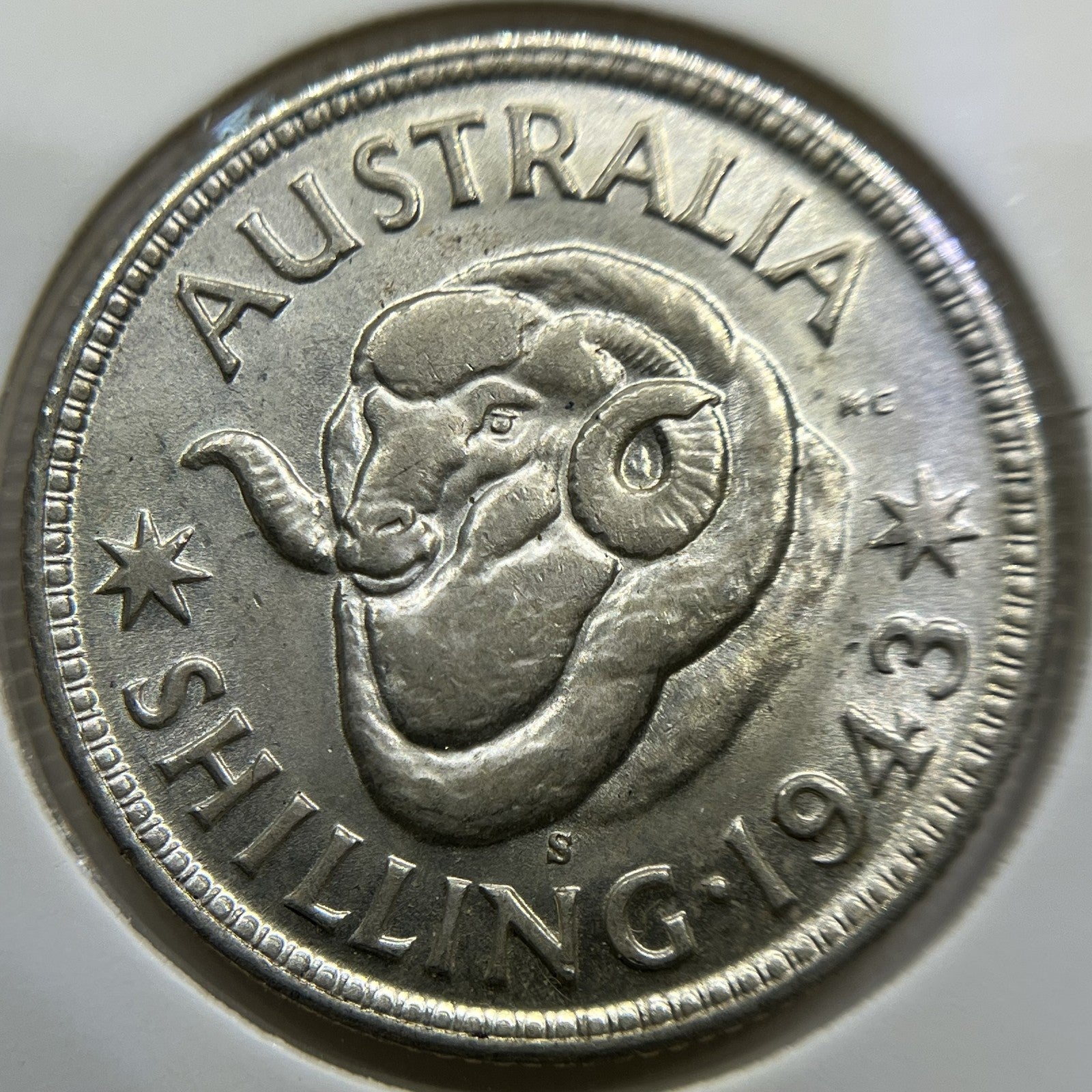 1943 s Shilling Coin - Uncirculated Lustre - George V Silver Predecimal