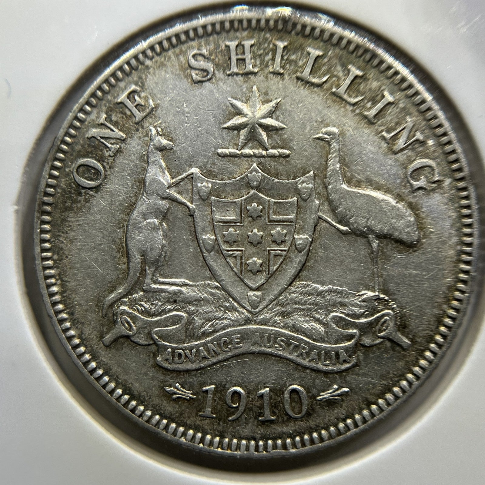 1910 Shilling Coin - almost Extremely Fine - Edward VII Silver First Year