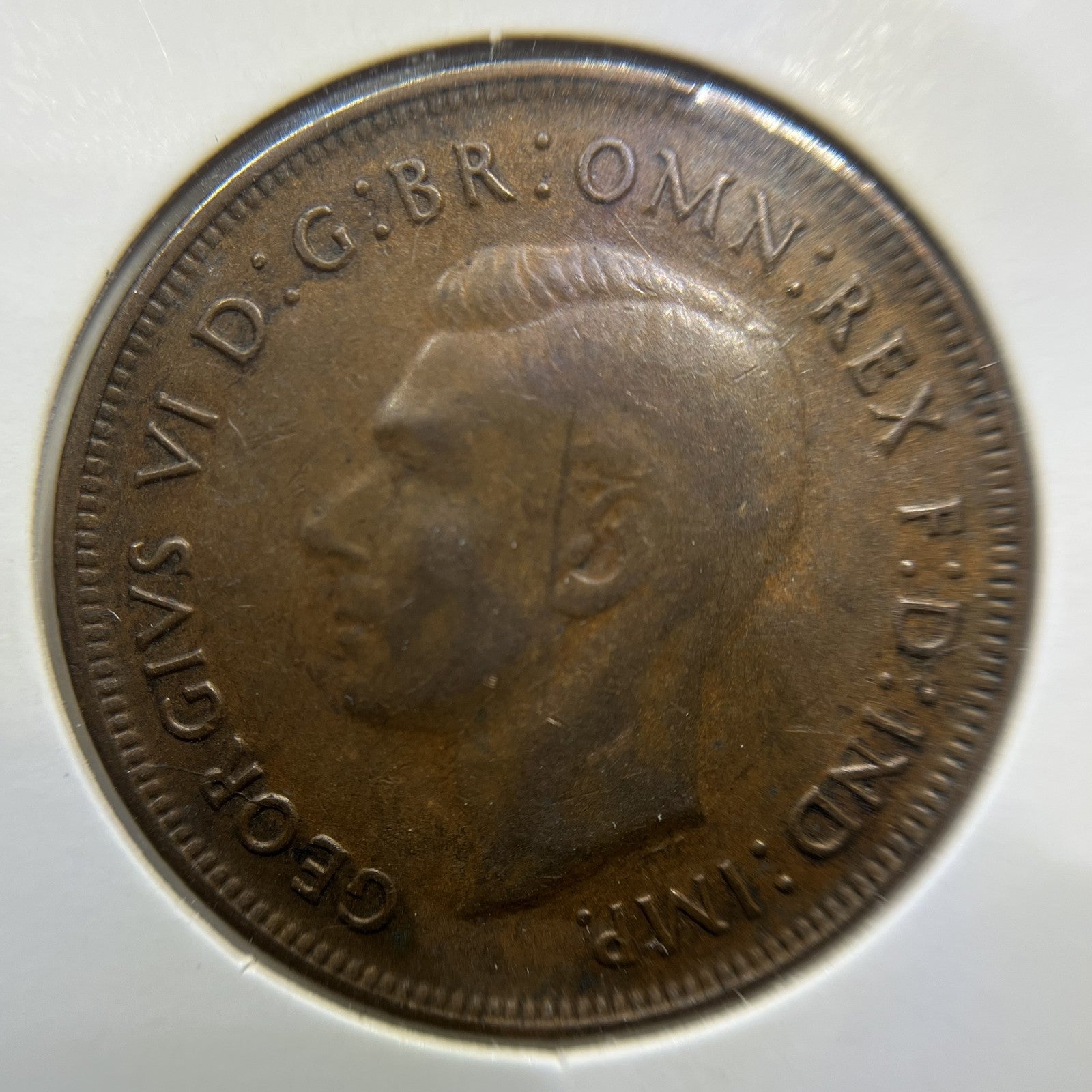Penny Error Coin - Die Cap Unusual Misstrike - George VI
