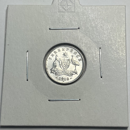 1918 Threepence Coin - Choice Uncirculated - Silver Predecimal - High Grade