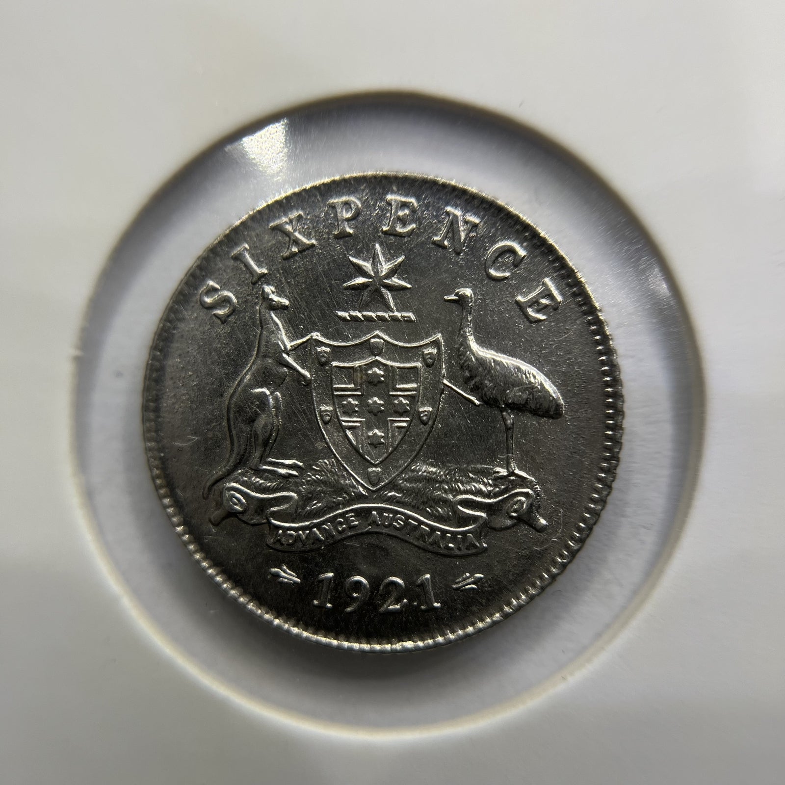 1921 Sixpence Coin - about Uncirculated - George V Silver Predecimal