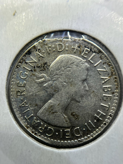 1963 Sixpence Error Coin - Ragged Clip Rim Bite - EF Silver Elizabeth II