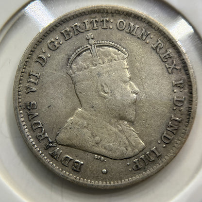 1910 Sixpence Coin - almost Very Fine - Silver Edward VII