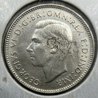 1943 d Sixpence Silver Coin - Uncirculated Imperfection - Predecimal George VI