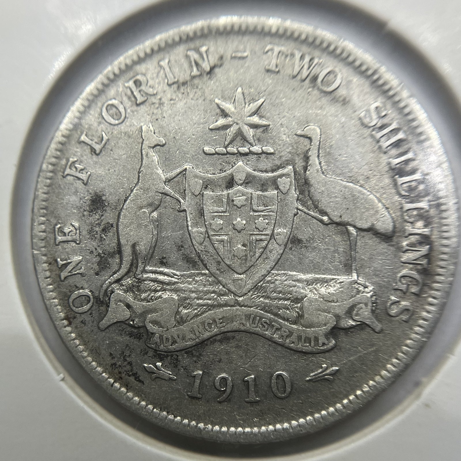 1910 Florin Coin - Very Fine - Edward VII Silver Predecimal First Year
