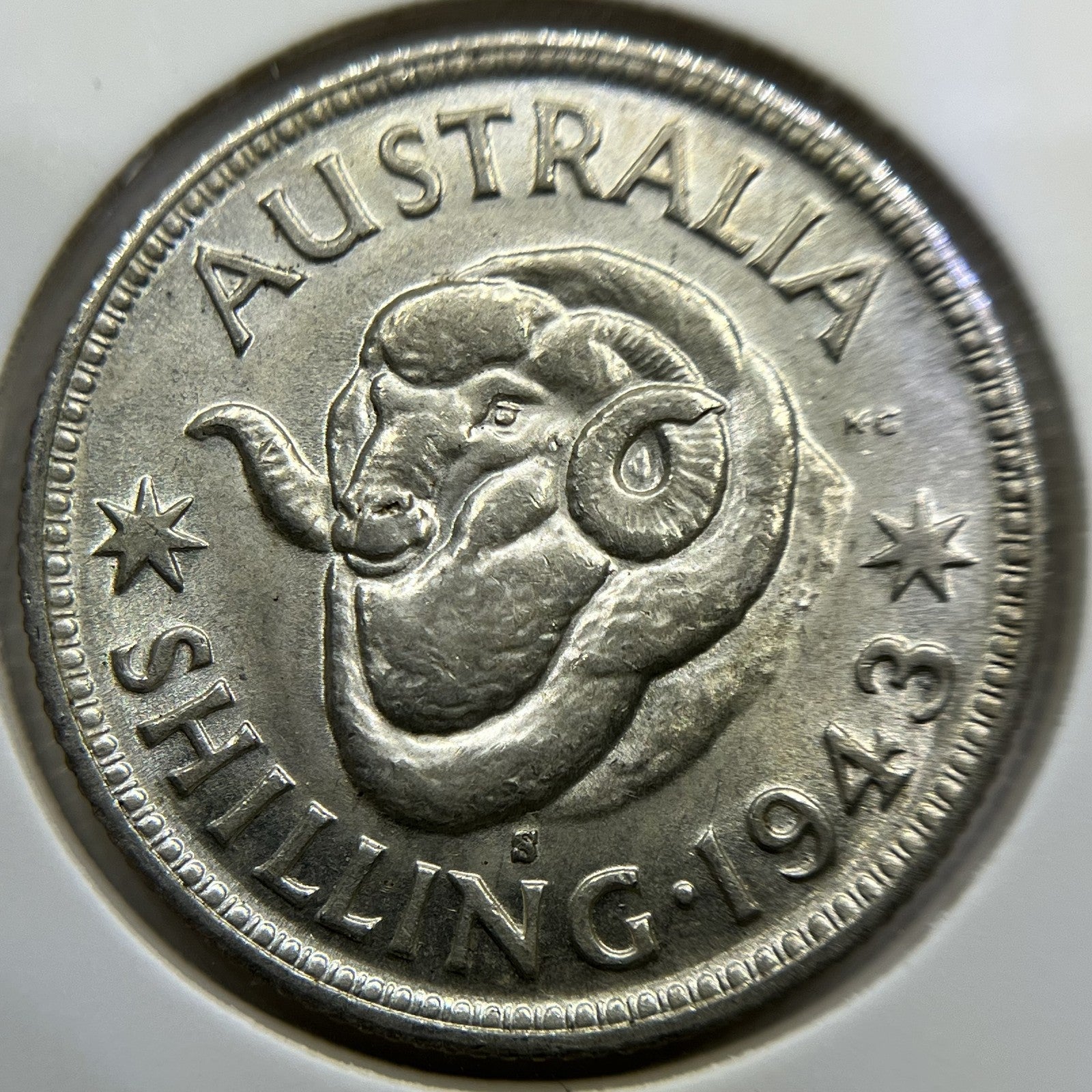 1943 s Shilling Coin - Uncirculated Lustre - George V Silver Predecimal