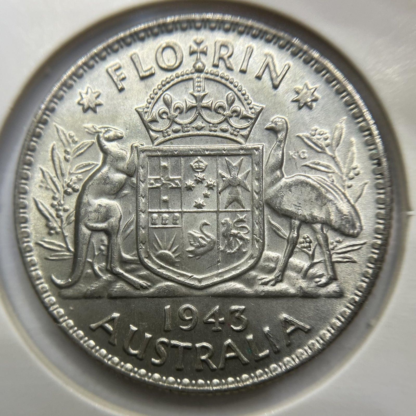 1943 Florin Coin - Choice Uncirculated - George VI Silver Predecimal