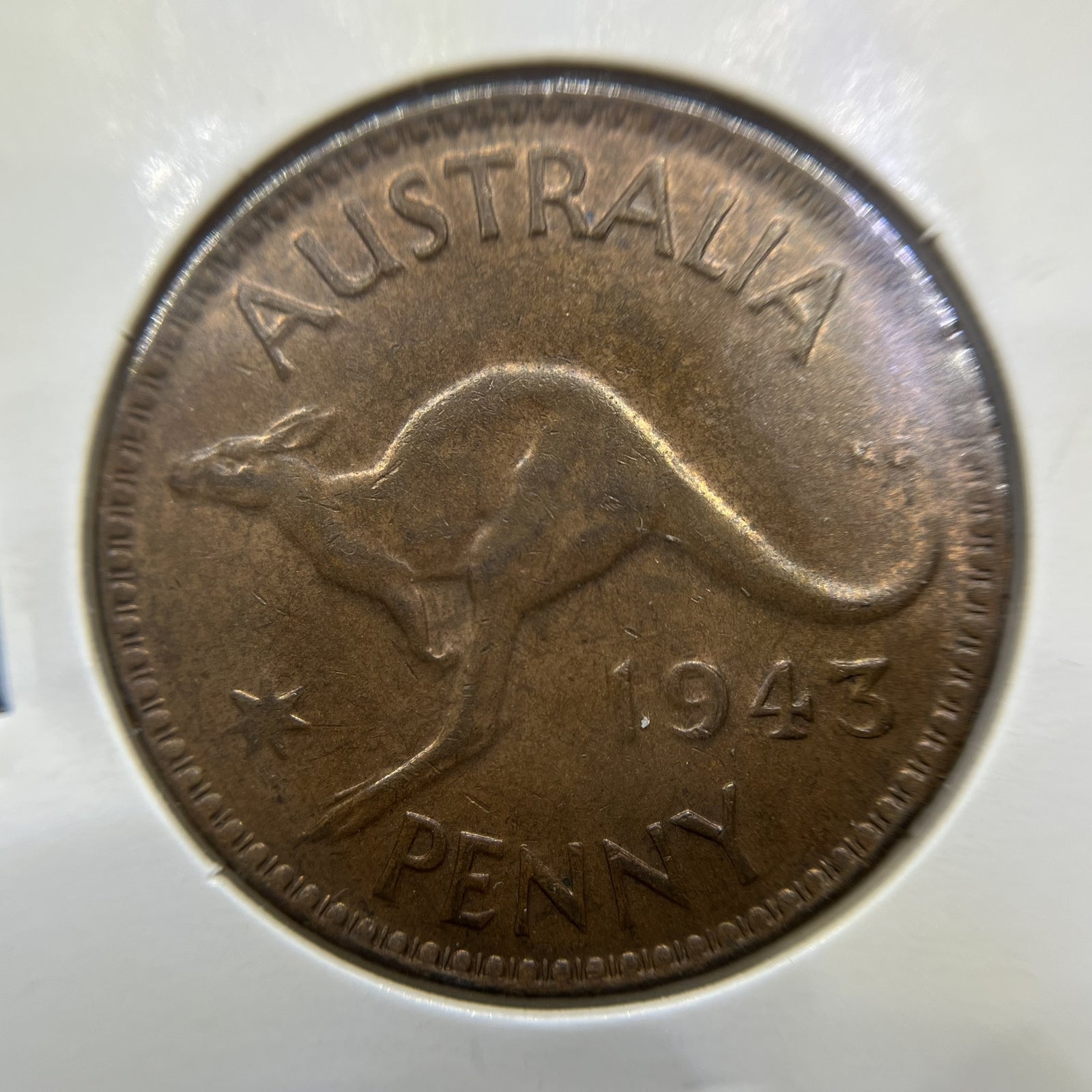 1943 Penny Coin - almost Extremely Fine - George VI Predecimal