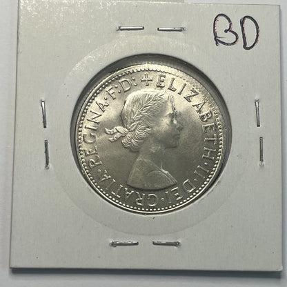 1963 Florin Coin - UNC Off Centre Misstrike Error LIP - Scarce Predecimal Collar