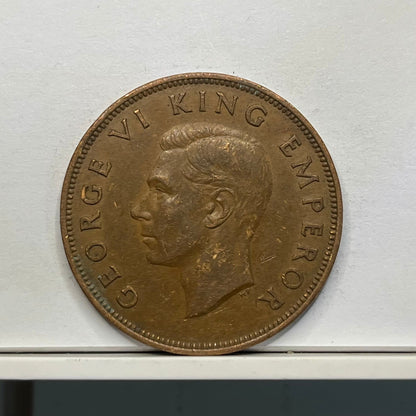 1943 New Zealand Penny Coin - Above Average Circulated - George VI NZ