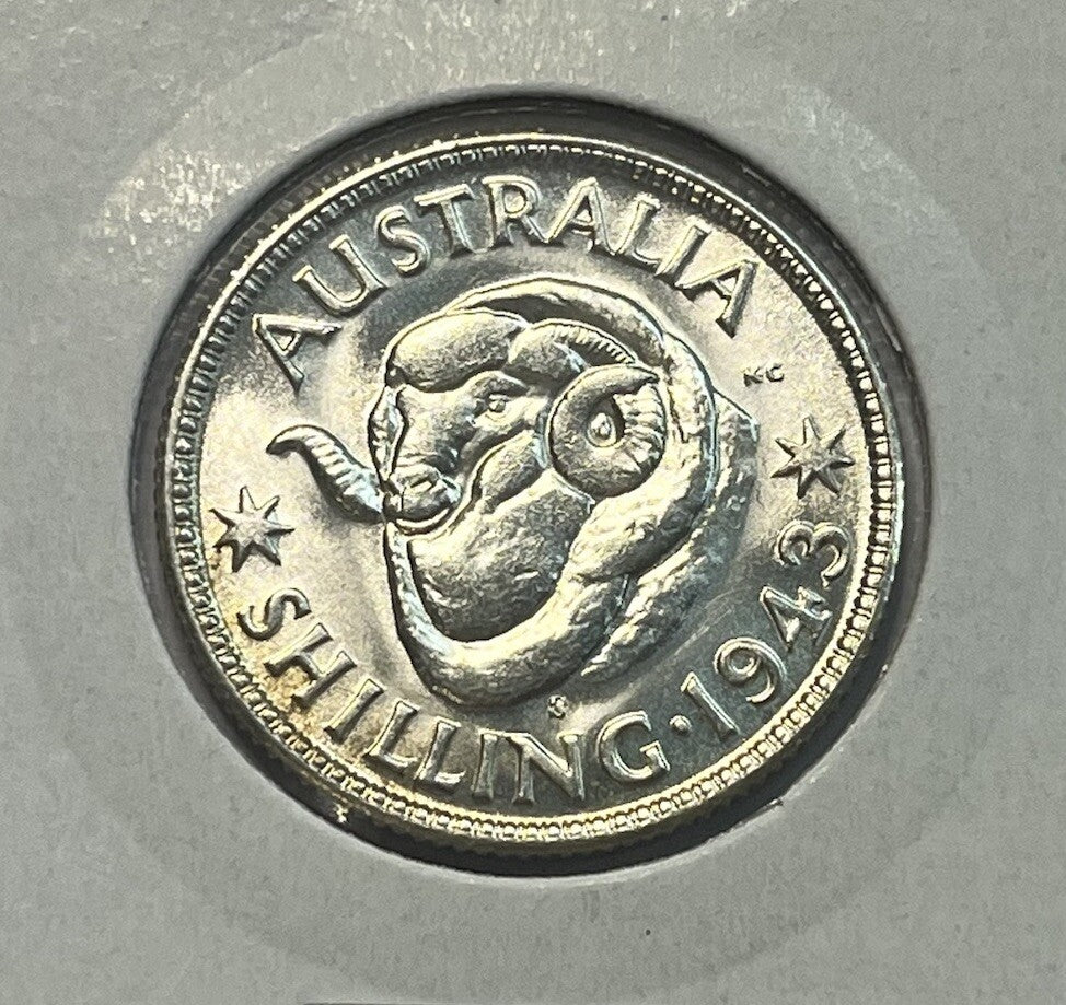 1943 s Shilling Coin - Choice Uncirculated - George VI Silver Predecimal