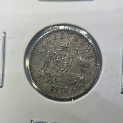 1910 Threepence Coin - almost Very Fine - Edward VII Silver Predecimal
