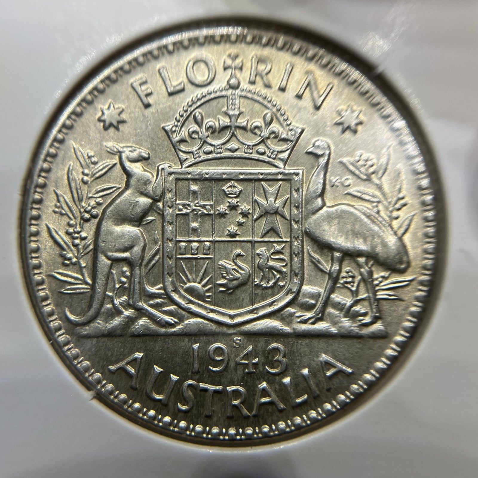 1943 s Florin Coin - good Extremely Fine - George VI Silver Predecimal