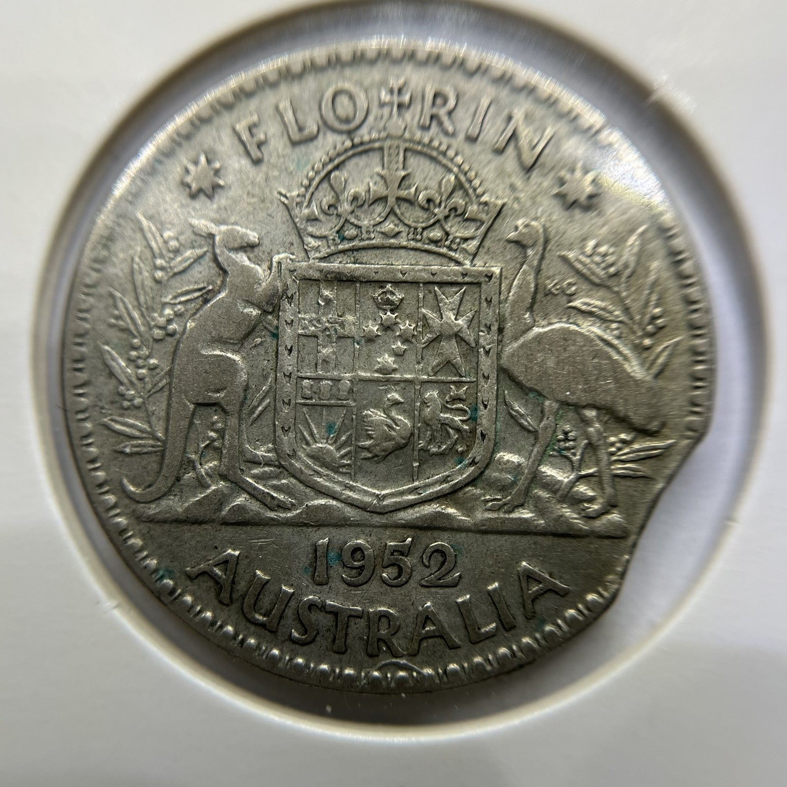 1952 Florin Error Coin - Clipped Planchet Rim Bite - Silver George VI