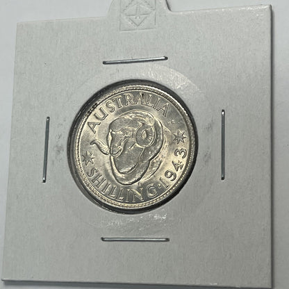 1943 s Shilling Coin - Choice Uncirculated ChUNC - Silver Predecimal George VI