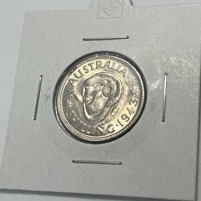 1943 s Shilling Coin - Choice Uncirculated ChUNC - Silver Predecimal George VI