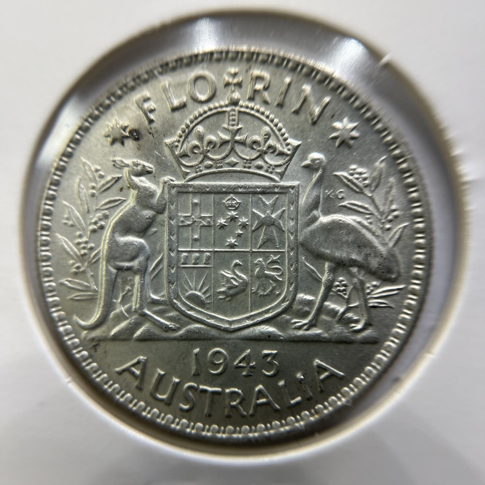 1943 Florin Coin - Choice Uncirculated - George VI Silver Predecimal